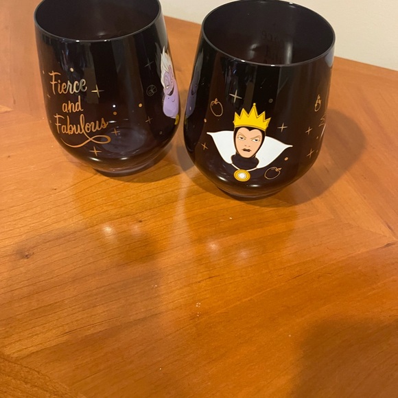 Disney Other - Disney Hallmark Black Set of 2 wine glasses featuring Disney Villains